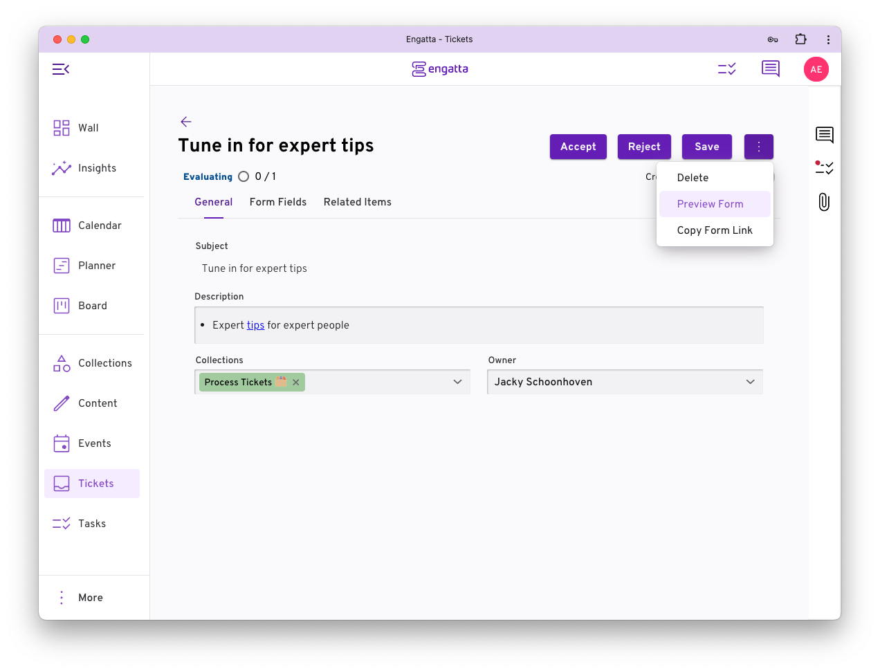 Engatta 15 Ticket Menu Preview