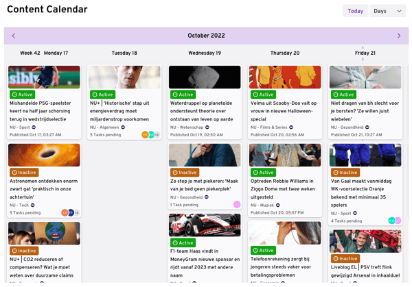 Content Calendar in Engatta