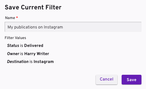Save current filter